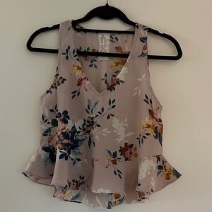 Sadie & Sage Floral Sleeveless Peplum Blouse